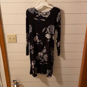 Long sleeve black flower dress